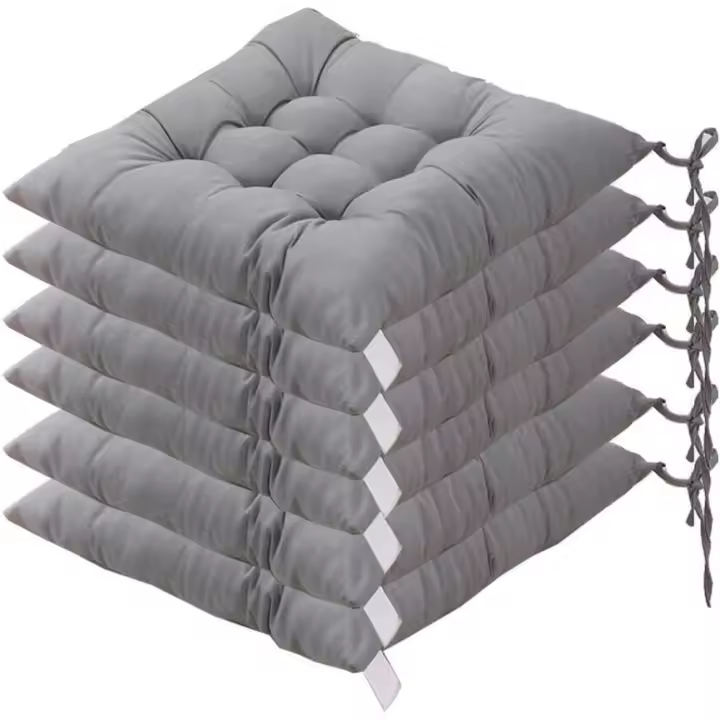 6 Cojines Cuadrados para Silla Cojines de Asiento de 40x40 Decoración del Hogar Cojín de Estera Acolada, Cómodo y Colorido, Ideal para Uso en Interior Exterior (Gris) - 1