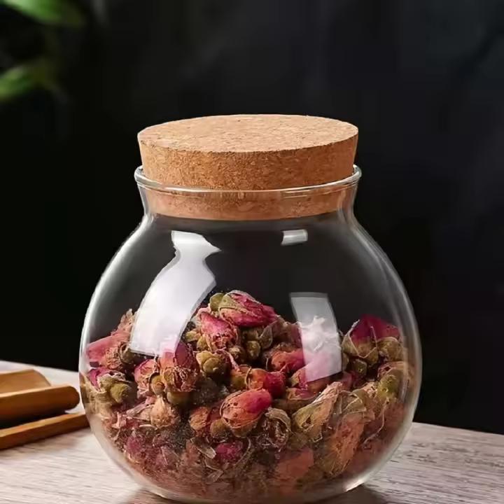 Juego De Conserva De Vidrio Redondo De 500ml Con Tapa De Tuerca Ecológica Para Café Té Especias Organizadores De Cocina - 1