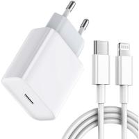 Cargador Rápido USB C o Lightning para iPhone y Cables de Carga, Cargador USB C 20, 25W con Cable iPhone o Cable USB C, Enchufe Cargador Doble USB Tipo C con Cable Carga Rápida PD3.0 para iPhone 12/13/11/X/XS Pad Pro/Air, Samsung Galaxy etc - details 1