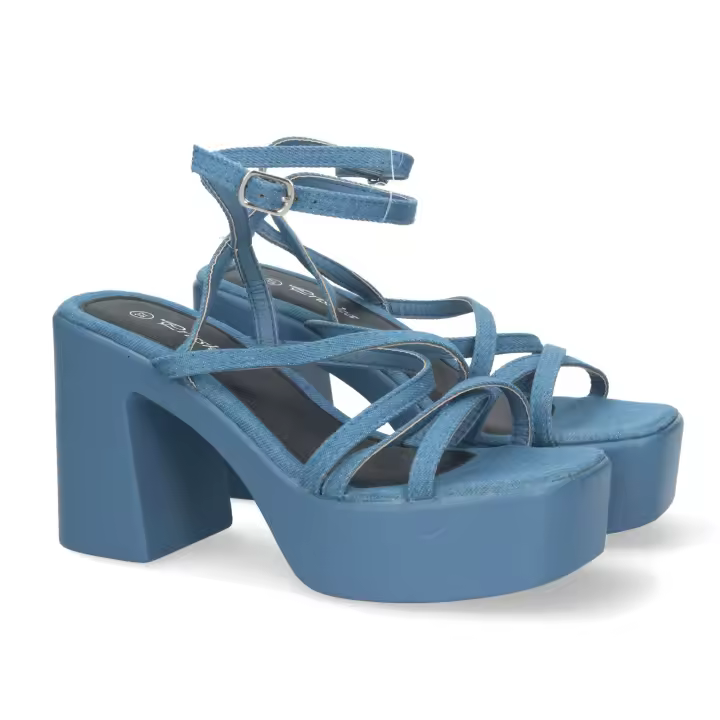 sandalia jeans con plataforma - 1