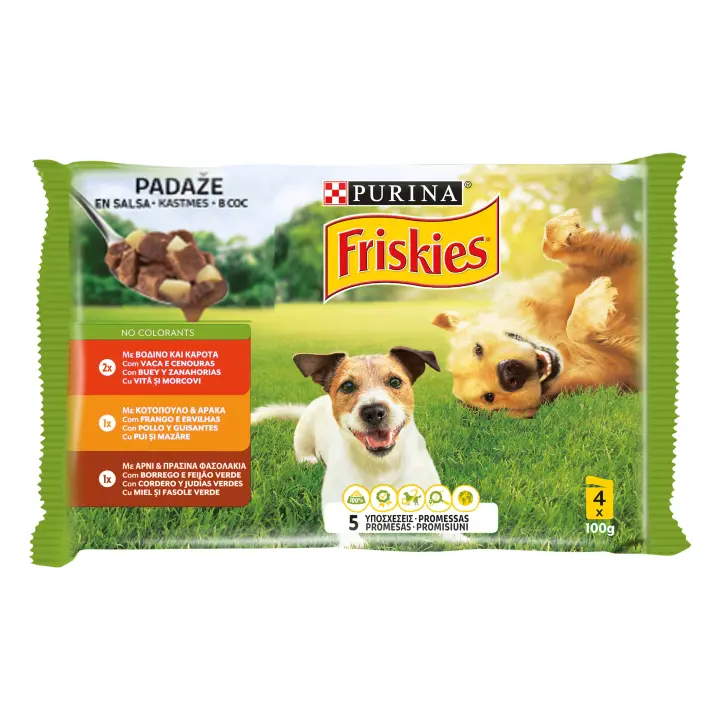 Friskies Adulto Pollo, Cordero y Buey en Salsa Sobres para Perros  Comida húmeda para perros adultos - 1