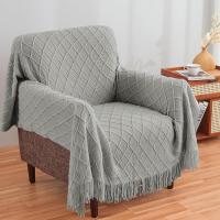 Manta con Borla, 180X127 cm Mantón de Cama,Plaid Cama, Manta con Flecos Suave y Acogedora,Manta de Viaje Ligera, Manta Decorativa para Sofá, Silla, Cama,Manta de Siesta-Gris - details 3