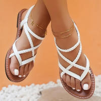 Sandalias Planas De Tanga Moda Para Mujer Talla Grande Zapatos Elásticos De Cadena Nueva Estilo Playa Romana Casual - details 7