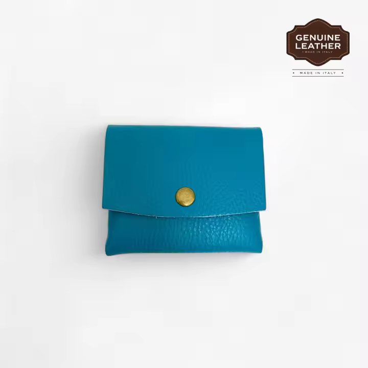 Cartera de Cuero Granulado,monedero ,tarjetera, billetera pequeña de cuero Granulado,Piel Vacuno,hecho en Italia,piel auténtico, Elegante, Ultra Ligera, Suave y Práctica,regalo para mujer - 1