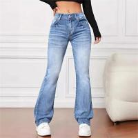 Jeans Flares Micro Para Mujer Casual Vintage Cintura Media Botones Splice Denim Pantalones Oficina Commuter Trend Streetwear - details 1