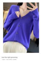Suéter De Punto De Lana Merino 100% Para Mujer Cuello V Otoño Invierno Estilo Coreano Versátil Moda Oficina Regular Cierre Único Manga Larga - details 24