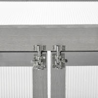 Invernadero de Marco frío de 3 estantes con 2 Puertas, de madera y policarbonato, resistente a la intemperie, hasta 15 kg por estante, gris oscuro - details 1