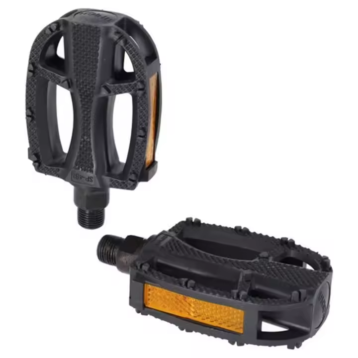 XLC Pedales Junior 9/16 Negro/Gris con Reflectantes para Bicicleta - Seguridad Garantizada - 1