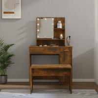 vidaXL Juego de tocador con LED madera contrachapada en color Gris sonoma/Negro/Gris hormigón y más - details 8