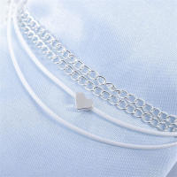 Pulsera De Tela De Ancleta Para Mujer En Color Plata Bohemia Con Forma De Corazón Moda Para Playa Joyería De Pieza Única - details 5