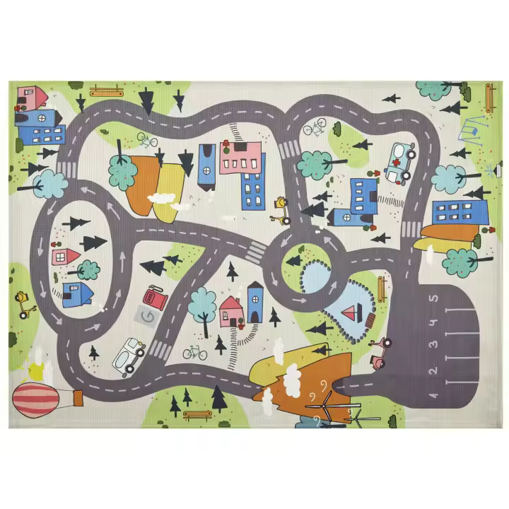 Alfombra Hidrorepelente Parentesi Quadra - Diseño Carretera 80x120cm para Ambientes Infantiles y Juveniles - 1