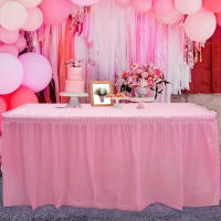 Juego De 2 Piezas De Falda De Mesa Desechable PEVA Impermeable Y Antiaceite Para Fiestas De Cumpleaños Y Bodas Decoración De Mesa - details 0