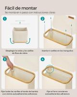 Cesto de Ropa Sucia con Tapa 65L, Plegable, Forro de Malla Extraíble, Tejido Oxford, Asas de Bambú, 42x22.5x70.5 cm - details 6