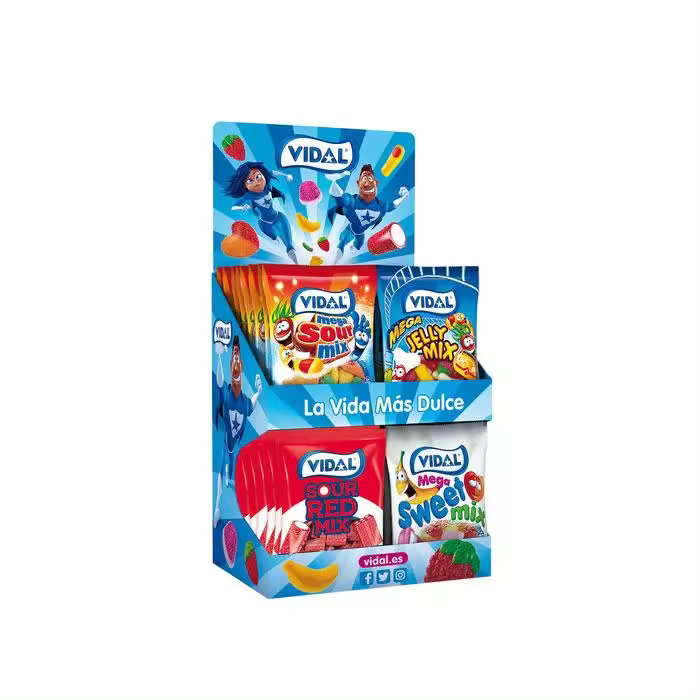 Expositor golosinas Vidal bolsa 100 gramos 4 referencias x 8 bolsas - 1