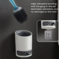 Juego De Cepillo De Inodoro Para El Hogar Con Soporte Montado En La Pared Silicone Recargable Para Limpieza De Esquinas Herramientas De Baño - details 3