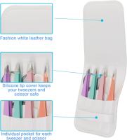 Set De 6 Tweezers Para Cejas Con Estuche Cepillo Para Pestañas Y Peluca Herramientas De Peluquería De Acero Inoxidable - details 2
