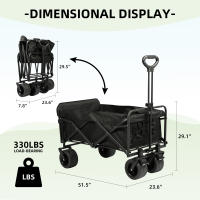 S7 STAR VC53954-VC53955 Carro Playa con Rueda Ancha, Carrito Plegable con Mango Telescópico Ajustable Puerta Trasera, Carrito Resistente Transporte para Todo Terreno, Carro Gran Capacidad 330 Litros para Jardín Campaña Compra - details 0