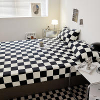 Sábana Ajustable Reina Talla Con Banda Elástica Cubierta De Mátress Negro Y Blanco Sábana De Alta Calidad Sábana Tat 40TC Plaid - details 1