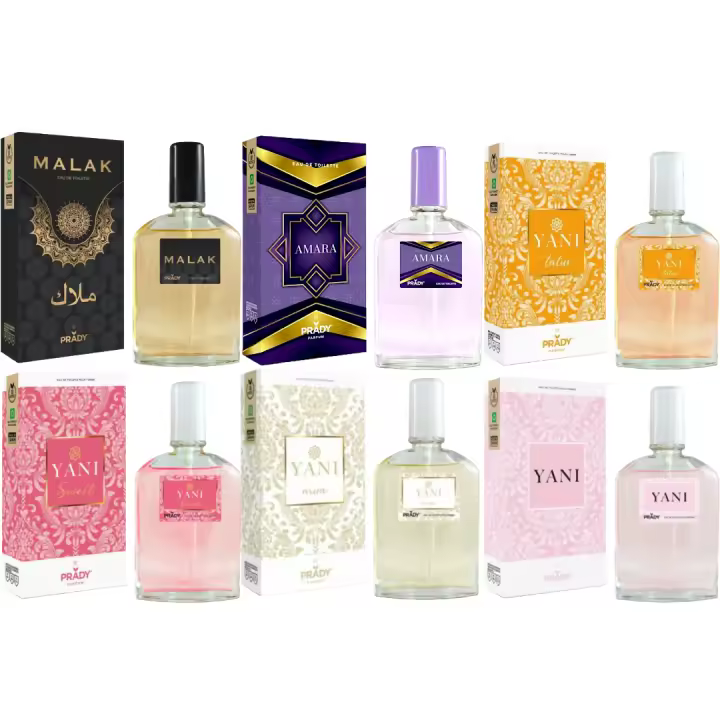 COLONIAS DE MUJER  YANI SWEET TATUS MUA & UNISEX - MALAK AMARA (PACK  6 UNIDADES)  PRADY PARFUMS - FRAGANCIAS 90 ML - 1