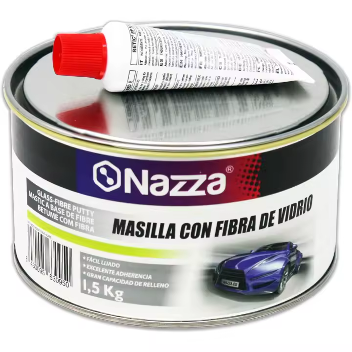 Nazza Masilla Carrocero para Coche de Poliéster CON y SIN Fibra de Vidrio - Incluye catalizador - 1