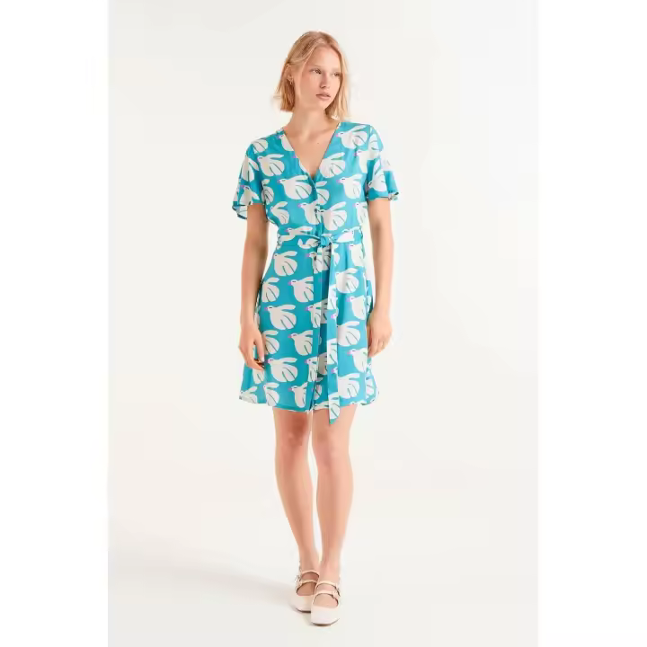 Compañia Fantastica Vestido Corto Estampado Palomas - 1
