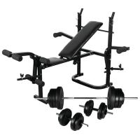 vidaXL Banco Soporte Barras Mancuernas Musculación Pesas Entrenamiento Peso 30.5 kg, 60.5 kg - details 1