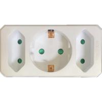 2*Adaptador 3 tomas (2 de Schuko y 1 de europlug), adaptador 3 enchufes, enchufe multiple con 3 tomas, ladron de enchufes 1 x 16A y 2 x 10A, con proteccion para niños, max 3680W, color blanco, Don Feliz - details 1