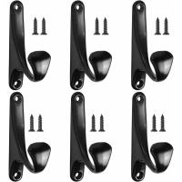 6PCS Gancho para abrigos montado en la pared, Ganchos para abrigos retro, Gancho de metal montado en la pared, Ganchos para batas negros, Gancho para toallas, Gancho para sombrero, Gancho para puerta para baño Cocina Carivent - details 0