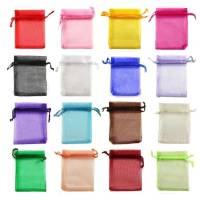 100pcs Organza bags, 9 x 7cm - Hand-sewn multicolor - details 0