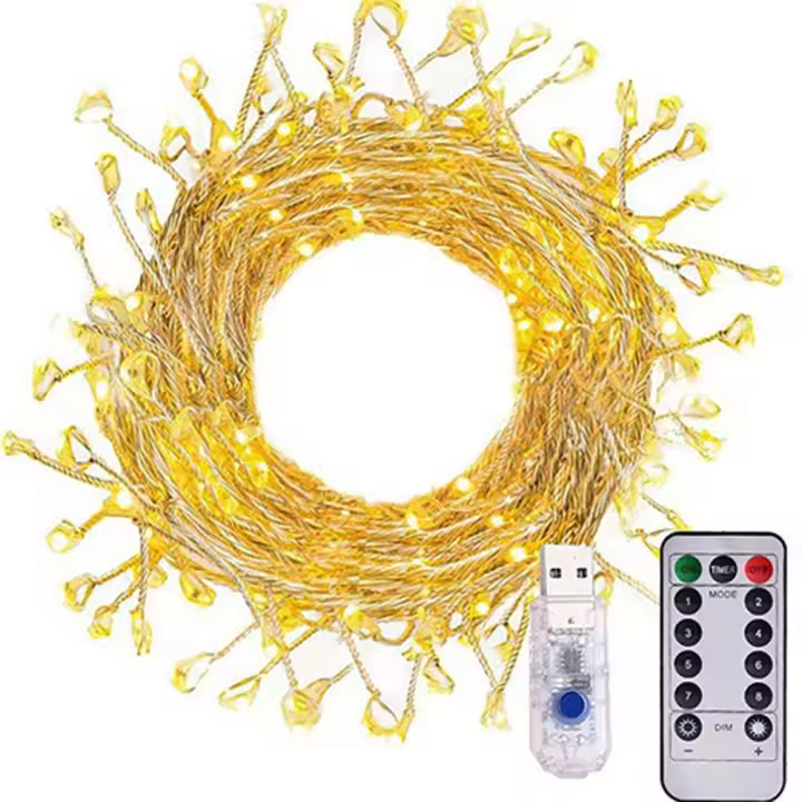 Cadena De Luces LED Twinkle Firecracker Con USB 5V Y Timer 8 Modos 9m 300 LED Impermeable Para Decoración De Navidad Y Fiestas - 1