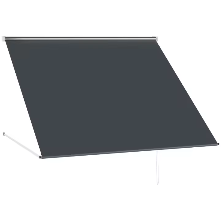 Outsunny Toldo para Ventana Manual 150x120 cm Toldo Retráctil de Exterior con Marco de Aluminio Ángulo de Inclinación Ajustable Anti-UV e Impermeable Gris Oscuro - 1