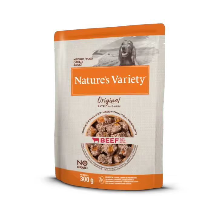 Alimento Húmedo Completo para Perros Medium/Maxi Sin Cereales Nature's Variety Original Paté - 0,3 Kg X 8 Ud - 1