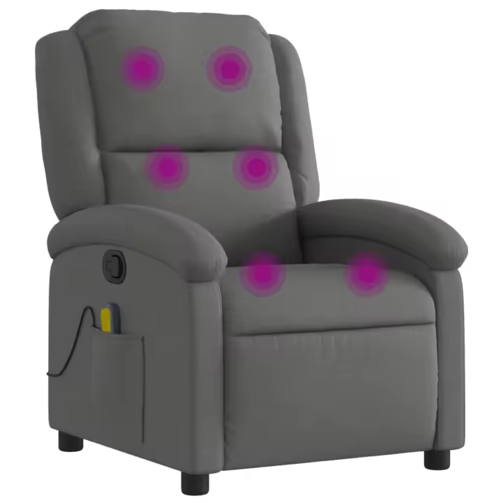 vidaXL Sillón reclinable de masaje de tela Gris claro, Gris oscuro, Negro Sillon Dormitorio Sillon Comodos Silla Relax Sillón Sofá - 1