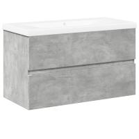 vidaXL Set muebles de baño 2 piezas madera contrachapada gris hormigón - details 1