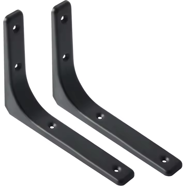 Soporte de estante Soporte de esquina Soporte de esquina Soporte de estante colgante 200 mm * 150 mm, metal con acabado negro mate, 2 piezas, EJR200B-2P - 1