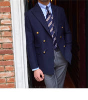 Chaqueta Británica Diaria Para Hombre Chaqueta De Encaje Slim De Color Sólido Moda Casual Doble Botón Tendencia - details 4