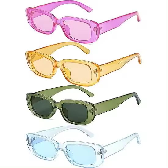 4 gafas de sol retro vintage, pequeñas, cuadradas y rectangulares, de los años 90, modernas, estilo Y2K, para mujer, accesorios estéticos. - 1