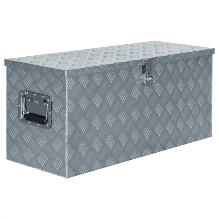 vidaXL Caja de aluminio 90,5x35x40 cm plateada - 1