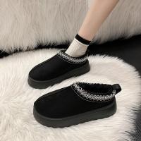 Botas De Nieve Para Mujer Invierno 2024 Cálido De Cashmere Suela Gruesa Sin Talón Media Pantufla Algodón Zapatos Para Mujer - details 4