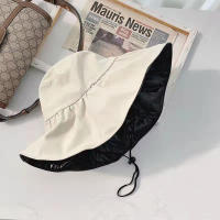 Sombrero De Pescador Con Gran Alas De Goma Negra Para Mujer Protección Solar Plegable Para Verano Resistente Al UV Estilo Casual - details 9