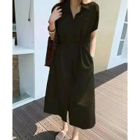 Vestido Camisa De Mujer REALEFT 2024 Primavera Lino Monabroca Con Bolsillo Cintura Alta Casual Suéter Solido Con Cordón - details 6