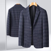 Traje Casual Para Hombre De Textura a Cuadros Azul Oscuro Ligero Para Primavera Y Verano Moda Nueva Y Trendy - details 8