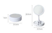 Espejo De Maquillaje Con Luz LED Daylight Espejo De Vestíbulo Rotación 360° Base Desmontable/Con Almacenamiento 3 Modos Con Luz Cargador USB - details 11