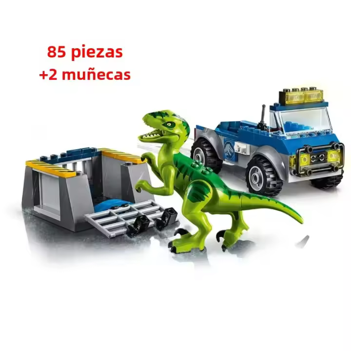 Conjunto De Bloques De Construcción Jurassic World Velociraptor Rescue Camión Regalo De Cumpleaños Para Niños Juguetes Educativos ABS Compatible Con Lego - 1