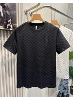Camiseta De Hombre Elegante Y Lujosa a Cuadros Veraniega Con Mangas Cortas Estilo Casual Versátil De Terciopelo Suave Para Viajes - details 6