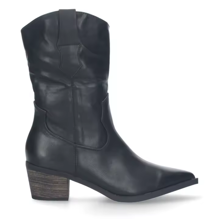 PuntoSalao Botas de tacón medio caña alta para mujer punta fina color negro - 1