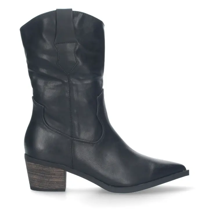 PuntoSalao Botas de tacón medio caña alta para mujer punta fina color negro - 1