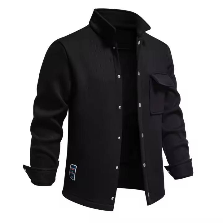 2024 otoño e invierno nuevo estilo terciopelo engrosado waffle chaqueta de punto con solapa para hombre abrigo con bolsillo tops para hombres - 1
