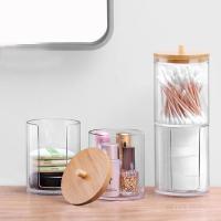 Organizador De Algodón Para Maquillaje Caja De Almacenamiento Para Cosméticos Joyería Desmaquillador Con Tapa De Bambú - details 4
