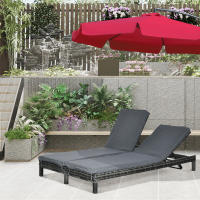 Tumbona de rata poliéster tumbona de Jardín 2 personas OCIO tumbona 5 grados respaldo metal y PE rata 196x120x28cm para Jardín y Terraza - details 0